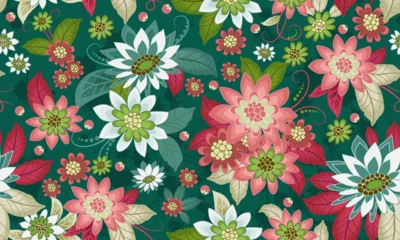 Türaufkleber seamless texture with fancy colorful flowers. floral pattern on © Aloksa