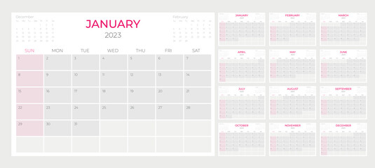 Calendar 2023 week start Sunday corporate design planner - 541687793