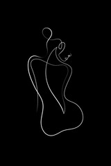 Nude woman face abstract silhouette, continuous line drawing, small tattoo, print for clothes and logo design, emblem or logo design, isolated vector illustration	
