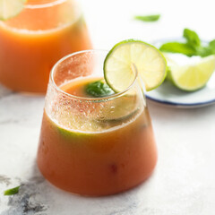 Refreshing watermelon strawberry cocktail