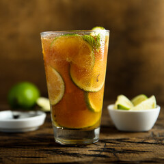 Traditional iced tea with lime