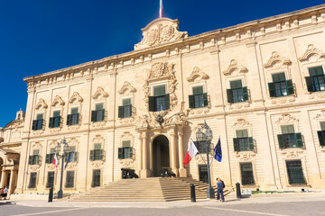 Fototapeta na wymiar Valletta, Malta, 22 May 2022: City hall of Valletta