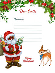 Letter to Santa ,Christmas background .African American