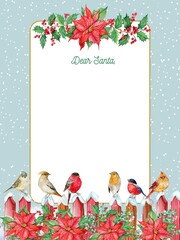 Letter to Santa ,Christmas background .Watercolor hand painting - 541691791