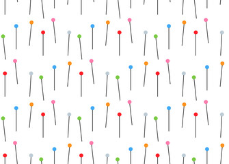 Seamless vector texture of pins with colored balls