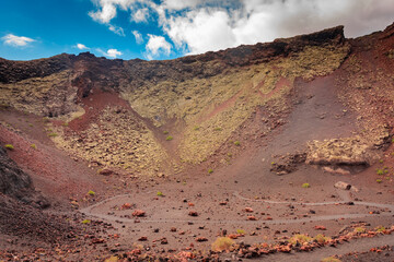 Interior of the crater of El Cuervo Volcano in Lanzarote,  Canary Islands, Spain