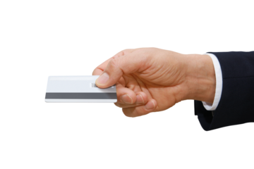 Gesture series: man holding check card