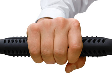 Gesture series: hand symbolically holding a pole.