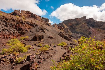 Interior of the crater of El Cuervo Volcano in Lanzarote, Canary Islands,  Spain