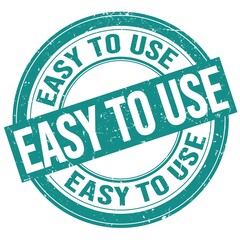 EASY TO USE text written on blue round stamp sign