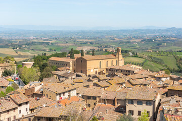 Fototapeta na wymiar View of San Gimignano and the Tuscany countryside, Italy