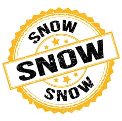 SNOW text on yellow-black round stamp sign
