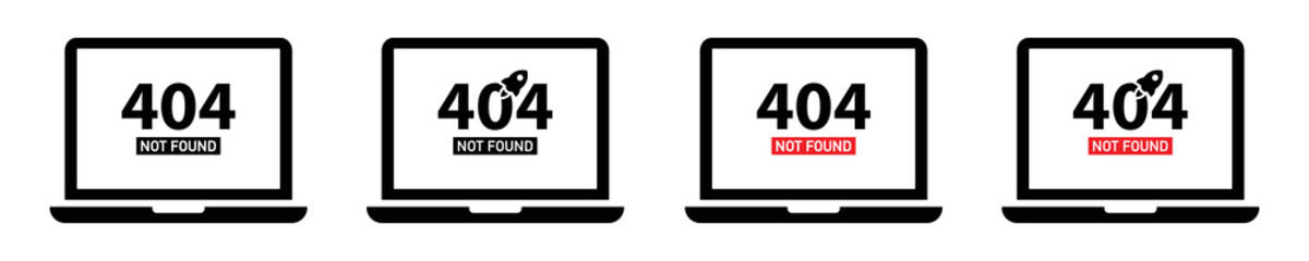 404 error icon. Page not found error on laptop screen icon, vector illustration