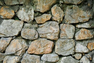 Background texture of a stone wall photo. Natural stone wall texture for the background. Old brick texture, grunge background of a brick wall.