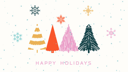 Ornate Happy Holidays Background. Trendy Winter Holidays art templates. 