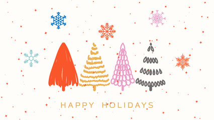 Ornate Happy Holidays Background. Trendy Winter Holidays art templates. 