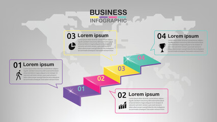 Business data visualization. Process chart. Abstract elements of graph, diagram with steps, options, parts or processes. 3d.
