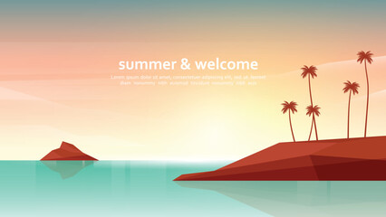Vector landscapes in a minimalist style - flat design Vector - Summer