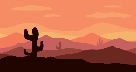 red gradient cactus mountain expanse background