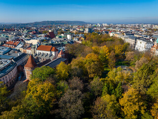 Fototapeta na wymiar Kraków Aerial View. Kraków is a capital of the Lesser Poland Voivodeship. Poland. Europe. 