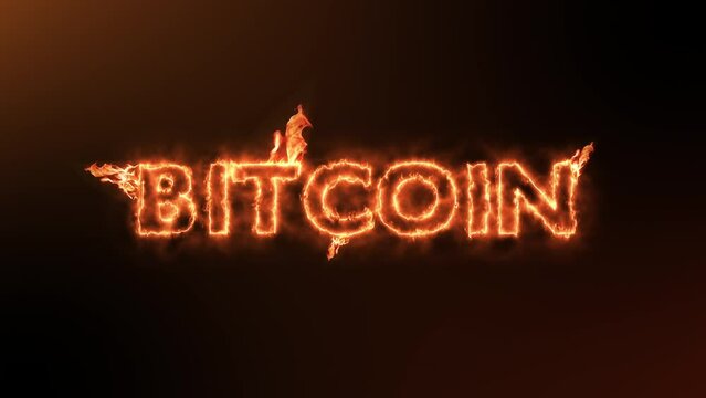 Burning Bitcoin Fire Text Background