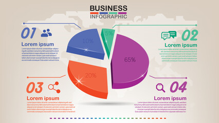 Business data visualization. Process chart. Abstract elements of graph, diagram with steps, options, parts or processes. 3d.