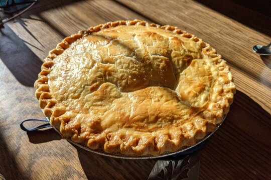 pie on a wooden table
