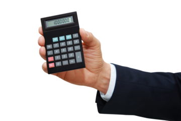 Gesture series: man holding calculator