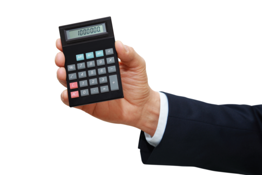 Gesture series: man holding calculator