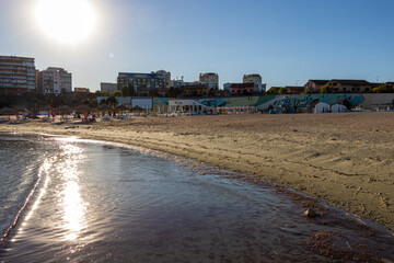 Photo of the beach at sunset