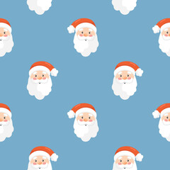 Seamless christmas pattern. Background with with santa claus head. Perfect for wrapping paper, greeting cards, textile print.