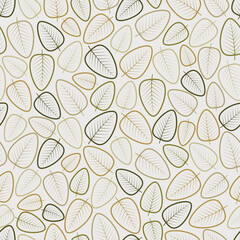 Allover dainty floral arrangement of bunch of leaves outlines. Exquisite foliate seamless pattern. Aesthetic lush foliage texture