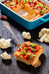 Riced Cauliflower Breakfast Bake, top view