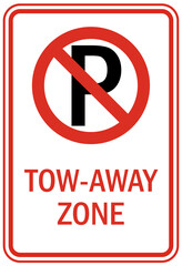 parking sign and labels tow away zone no parking violator will be ticketed, fine, booted and tow away set