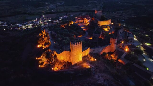 Castle and town of Marialva. Aerial landscape from a drone. Council of Meda. Historic Villages. Portugal. Europe