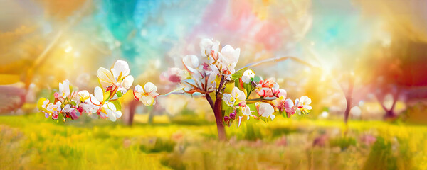 Obraz na płótnie Canvas Abstract japanese cherry blossom tree in park in spring
