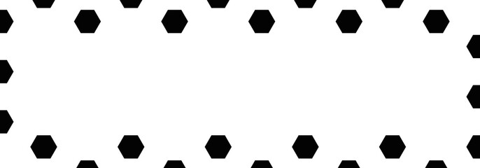 Black hexagon frame on White backgrounds. Abstract pattern football with copy space. Abstract tortoiseshell. Abstract honeycomb. Minimal style