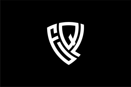 EQL creative letter shield logo design vector icon illustration