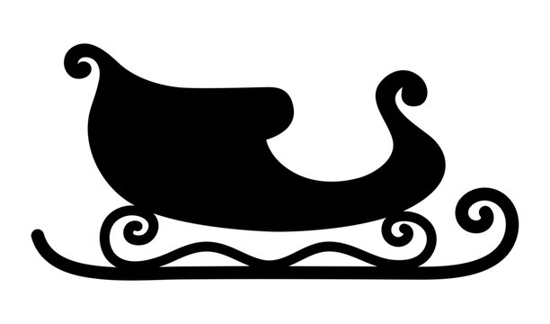 Santa claus sleigh silhouette isolated. Christmas sleigh flat illustration isolated. Festive decorative element