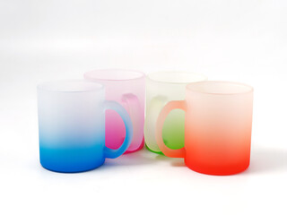 matte color glass cup with gradient for thermal image transfer