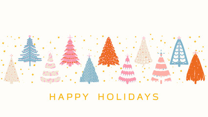 Ornate Happy Holidays Background. Trendy Winter Holidays art templates.