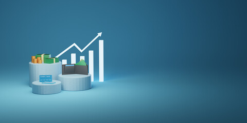 Social media post Business Growth 3d render for business promotions. 3d illustration social media post.