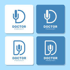 Flat design doctor podcast logo template collection