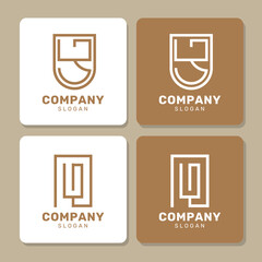 Flat design GU or UG letter logo template collection