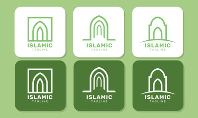 Flat design islamic logo template collection