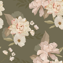 Botanical Watercolor Seamless Pattern. Vintage style for print, fabric, wallpaper and much more. 