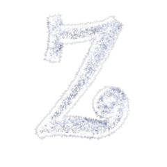 Ice Frost Cold Winter Text Typeface with alpha Z