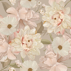 Botanical Watercolor Seamless Pattern. Vintage style for print, fabric, wallpaper and much more. 