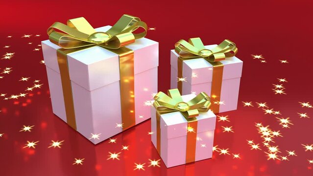 3d animation of christmas presents with halo of light
