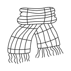 Vector doodle illustration of a warm knitted scarf, winter vector clipart